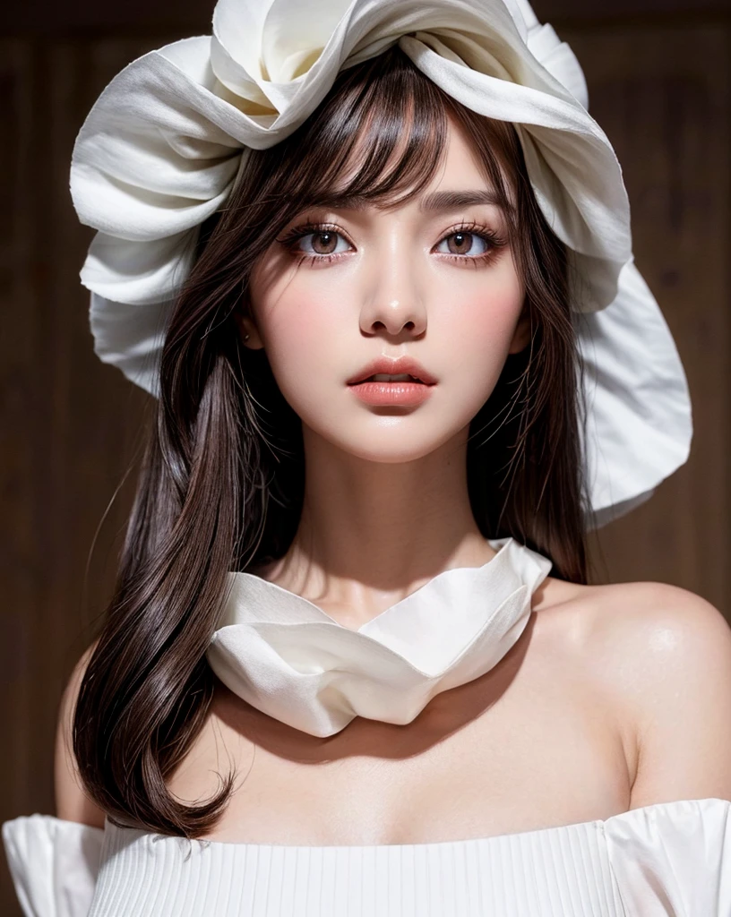 (Best quality, 4k, Masterpiece :1.4), pretty woman, 1girl, sexy :1.1, bangs dark brown hair: 1.1, ultra-detailed face, detailed lips, detailed eyes, double eyelid, in the dark, deep shadow, low key, cold light, (Best quality, 4k, Masterpiece :1.4), pretty woman, sexy :1.1, dark brown hair: 1.1, ultra-detailed face, detailed lips, detailed eyes, double eyelid, ((white tops:1.4)),