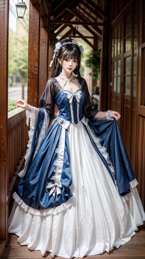 "1 belle fille en costume traditionnel, ((Dressed in&#39;a shiny blue tight-fitting suit:1.2)), 魔法发light套装, Beautiful neckline, long hair with bangs, light blue mixed with white, ((the most beautiful、The most beautiful hair accessories:1.8)), petit visage super mignon, extremely pretty face, He has two beautiful blue galaxy horns on his head., sourcils fins, the most beautiful、Le visage le plus parfait, ((dark circles in pupils:0.8)), very beautiful eyes, ((Silver brown eyes:1)), Eyeshadow makeup is full of&#39;humidity，Extremely eye-catching, Furry beautiful detailed makeup eyelashes, Mince, Well-proportioned limbs, high nose, loops of&#39;ears,thin lips, light red lips, Don&#39;t laugh, beautiful lips, thin arms, the most beautiful的大腿, healthy limbs, visage rose, clean face, beau visage sans imperfections, light滑白皙的皮肤, ((Both breasts are very round and big: 1.6)), ((Put on girl&#39;arms behind the back:1.5)), whole body&#39;une belle fille, 8K photo, super High quality, surrealist, 10x superpixels, Real photo, Studio sombre, border light, two-tone lighting color, (highly detailed skin: 1.2), 8K ultra, soft light, High quality, volumetric light, frank, photo, high resolution, light, best photo, 4k quality, 8K, bokeh, light滑锐利, Imageisation 10x, (Background&#39;espace galaxie: 1.7), 极light, lightning, great graphics, the most realistic graphics, alone, alone, ((portrait:1.6)), Extremely sharp, image surrealist."