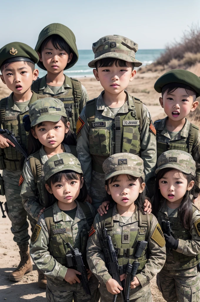 10 children dressed as army