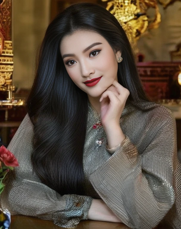 Asian woman Arav in red dress poses for photo, wearing a red Cheongsam, Cheongsam, Chinese dress, Chinese style, traditional chinese, Chinese woman, with ancient Chinese clothes, traditional chinese clothing, Chinese girl, Chinese dress, Gorgeous Chinese model, beautiful oriental woman, Chinese princess, สวมชุดCheongsamสีน้ำเงิน, wearing red dress