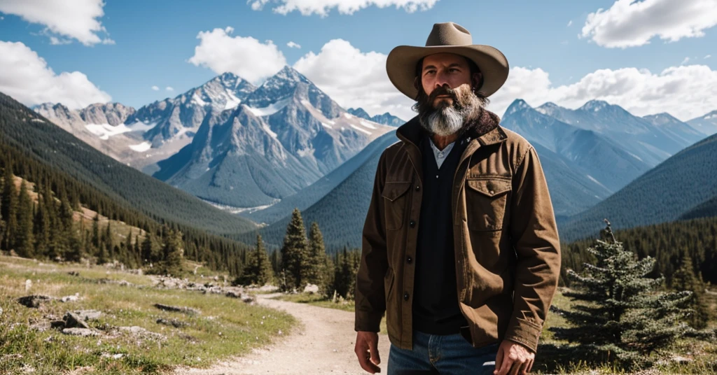 A mountain man from vellage werring old clothes  black hair