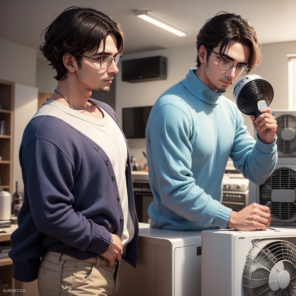 Air conditioning and cooling background Adelante 3 men with sweater with name MECSERFA 