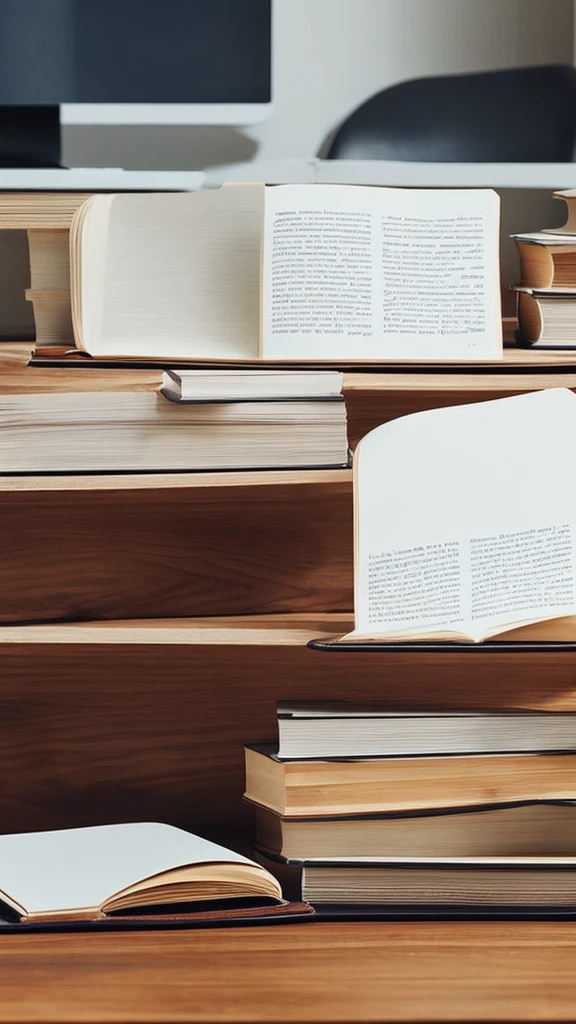 A single book on a desk with blank sheets