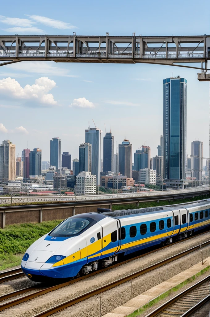 Smart City in size of 3x2inches with bullet train 