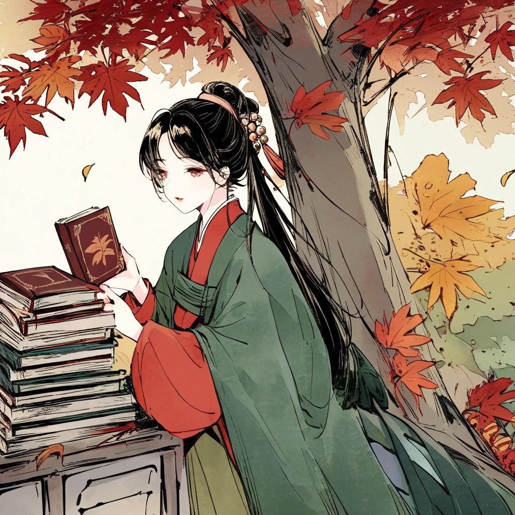 Ink Painting，Meishi Used Books，Lanting Ancient Ink，The charm of autumn