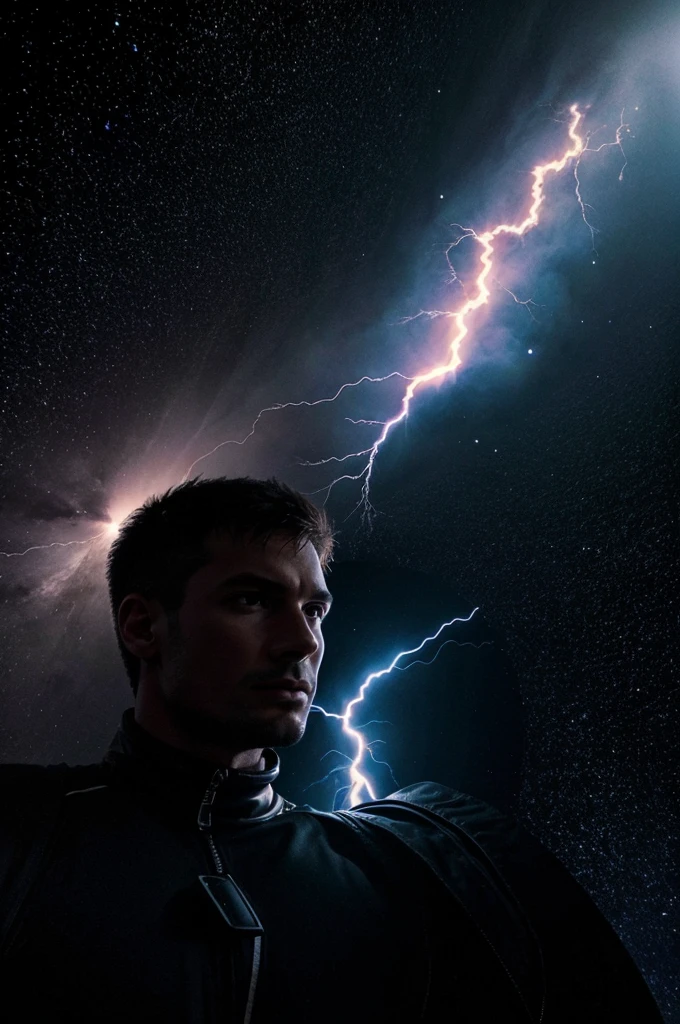 A man drawn into the black hole with lightning 