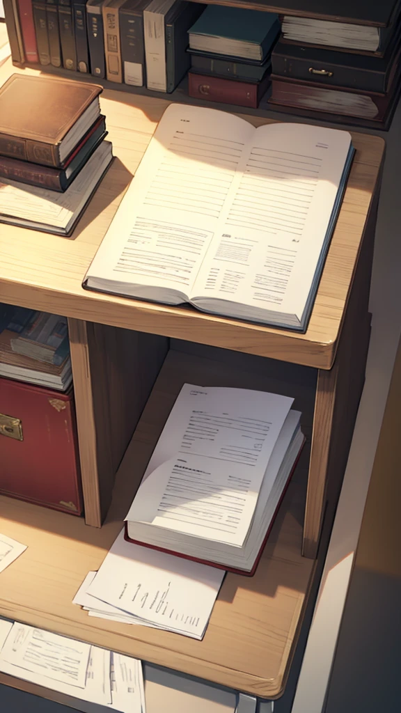 A single book on a desk with blank sheets
