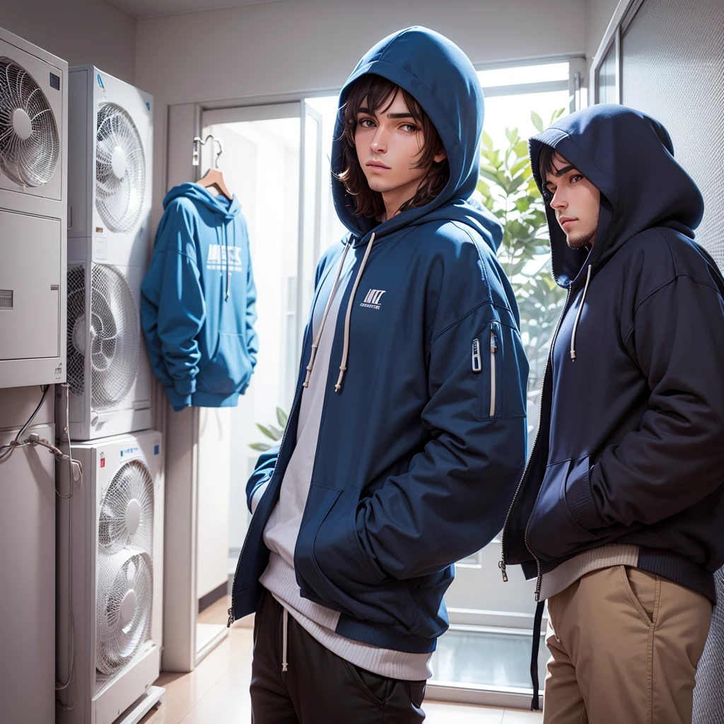 Air conditioning and cooling background Forward 3 men with hooded sweater and name "MECSER TREE"