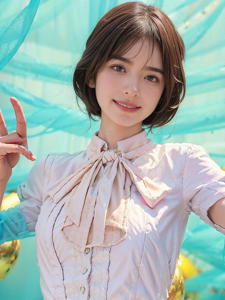 masterpiece, best quality, photorealistic, raw photo, 1girl, medium breast, collared blouse, light smile, detailed skin, pore, simple background