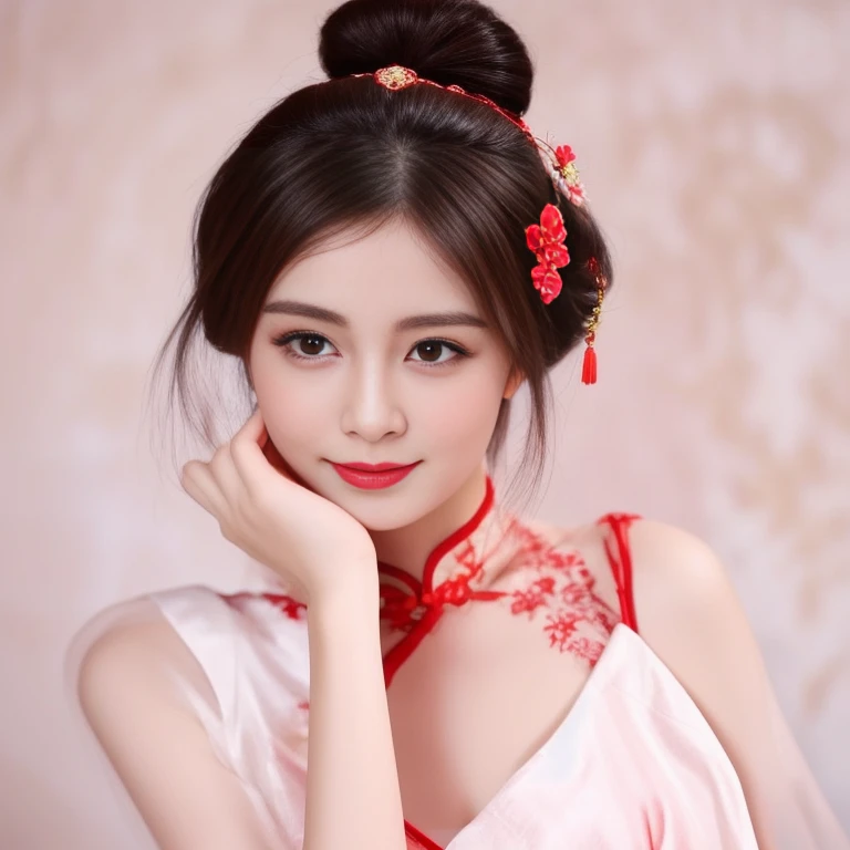 Asian woman Arav in red dress poses for photo, wearing a red Cheongsam, Cheongsam, Chinese dress, Chinese style, traditional chinese, Chinese woman, with ancient Chinese clothes, traditional chinese clothing, Chinese girl, Chinese dress, Gorgeous Chinese model, beautiful oriental woman, Chinese princess, สวมชุดCheongsamสีน้ำเงิน, wearing red dress
