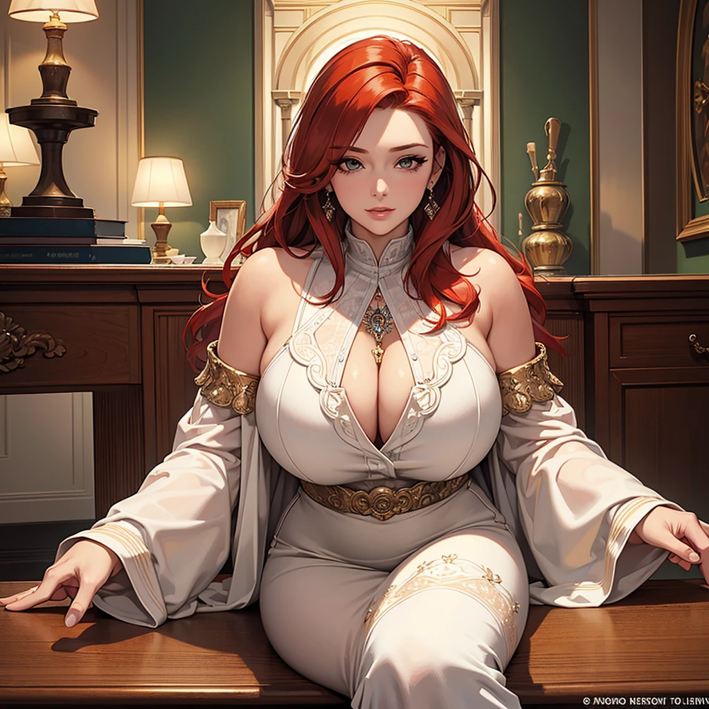 ((best quality)), ((masterpiece)), (detailed),High quality, Ultra detailed, best quality, insanely detailed, beautiful, masterpiece,fat,redhead, woman