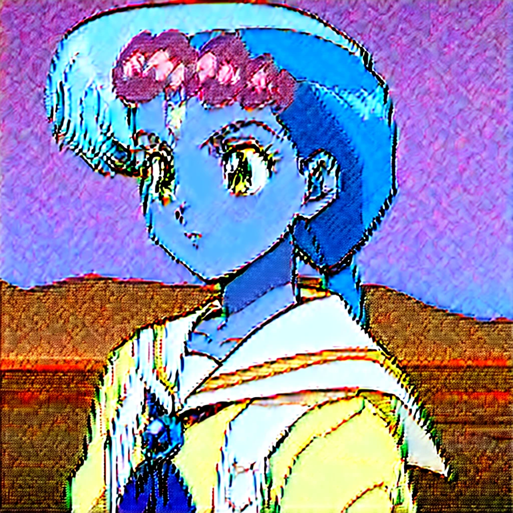 image gear anime style 1990s sailor moon being androgynous genderless person nonbinary mullet haircut
