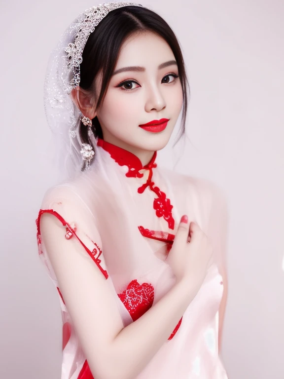 Asian woman Arav in red dress poses for photo, wearing a red Cheongsam, Cheongsam, Chinese dress, Chinese style, traditional chinese, Chinese woman, with ancient Chinese clothes, traditional chinese clothing, Chinese girl, Chinese dress, Gorgeous Chinese model, beautiful oriental woman, Chinese princess, สวมชุดCheongsamสีน้ำเงิน, wearing red dress