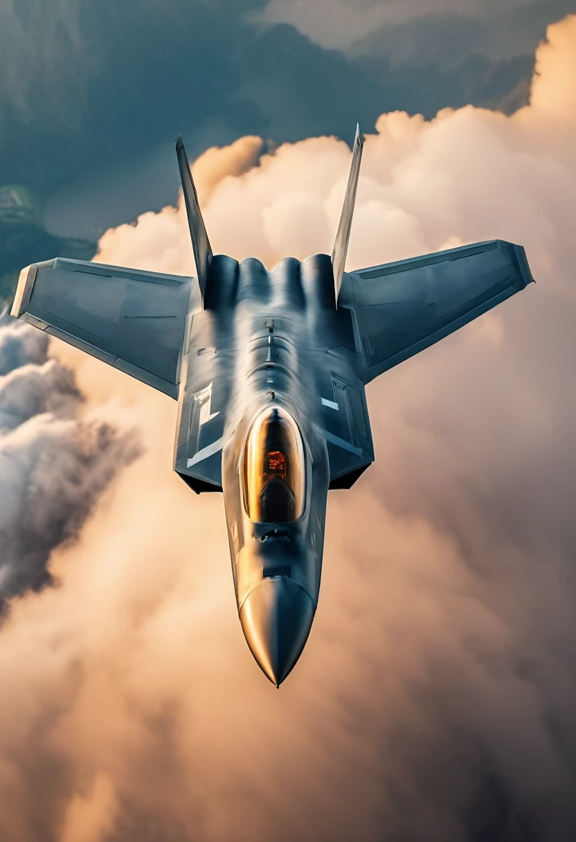 F-22 Raptor Fighter plane flying through cloudy sky, cinematic action camera,  exciting epic action camera, masterpiece quality wallpaper, sharp details (masterpiece:1.2) (photorealistic:1.2) (bokeh) (best quality) (intricate) (8k) (HDR) (cinematic lighting) (sharp focus)