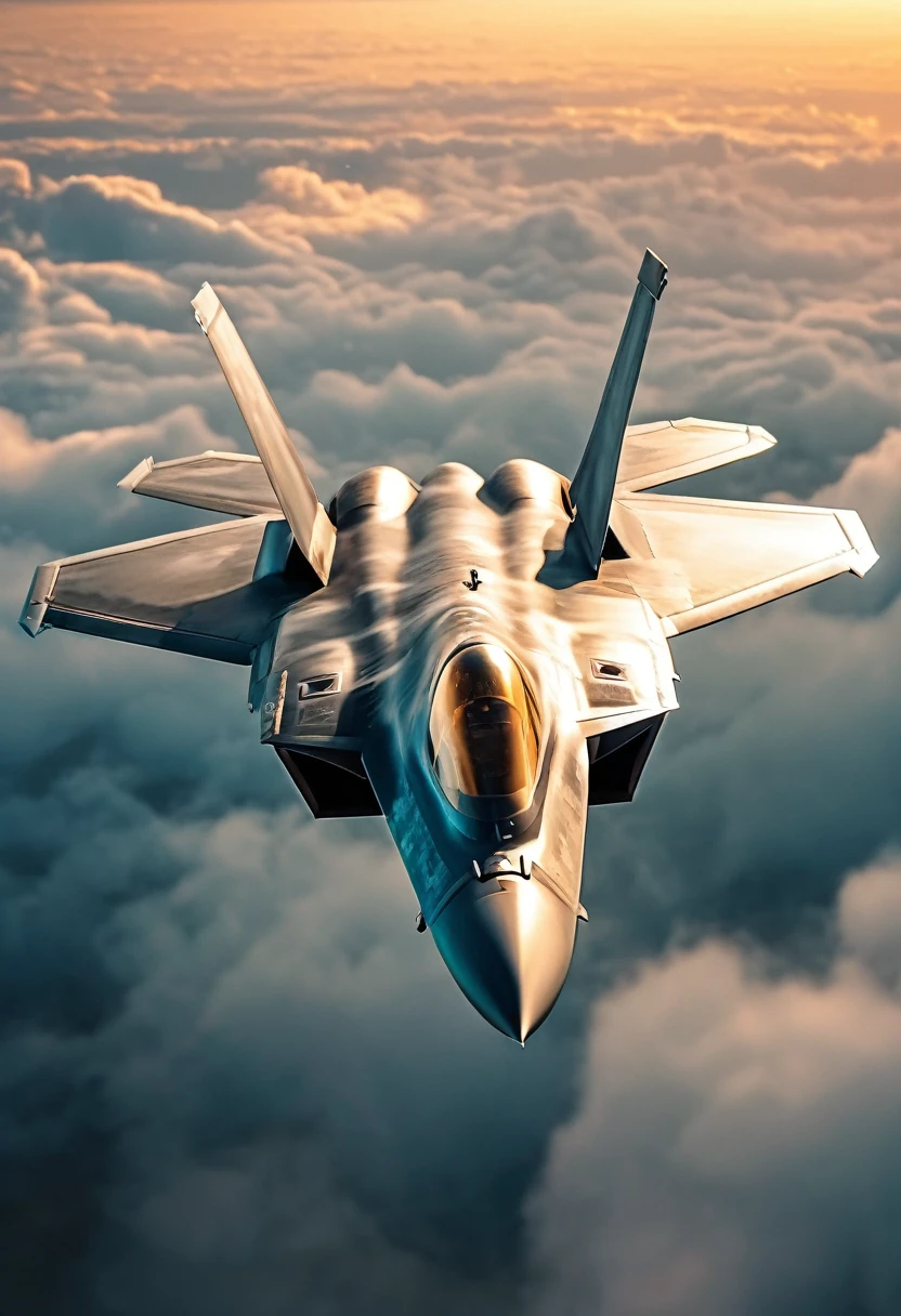 F-22 Raptor Fighter plane flying through cloudy sky, cinematic action camera, exciting epic action camera, masterpiece quality wallpaper, sharp details (masterpiece:1.2) (photorealistic:1.2) (bokeh) (best quality) (intricate) (8k) (HDR) (cinematic lighting) (sharp focus)