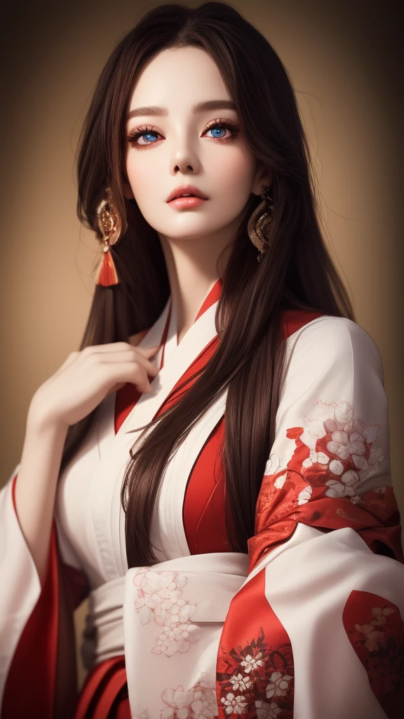 a beautiful detailed woman, a detailed elegant woman with long black hair, detailed face, beautiful detailed eyes, beautiful detailed lips, very detailed intricate kimono, detailed accessories, detailed realistic skin, detailed realistic fabric, highly detailed, photorealistic, 8k, masterpiece, cinematic lighting, dramatic lighting, glossy skin, sharp focus, hyper realistic, ultra detailed