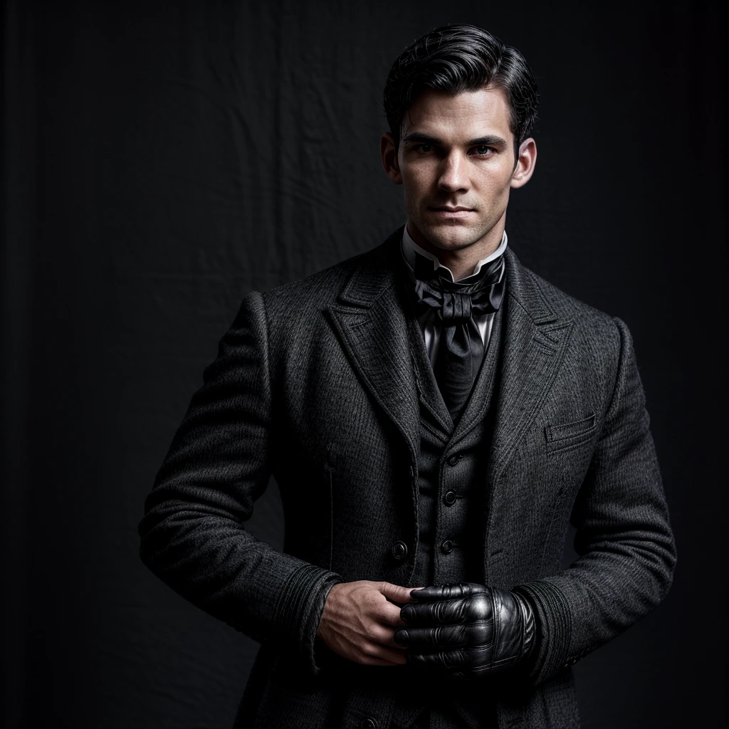 Darren Watts stands at 167 cm tall, with a striking presence defined by his black center-part that stop at his neck, cool gray eyes, and a conveniently attractive demeanor. A small mole on the right side of his cheekbone adds to his distinctive features. Darren's appearance is consistent and meticulously maintained, typically seen in dark-tone Victorian attire and often wearing black gloves and military boots—reminders of his aspirations. Whenever he dons his Slytherin uniform, it is impeccable, without a wrinkle and complete with all attributes.