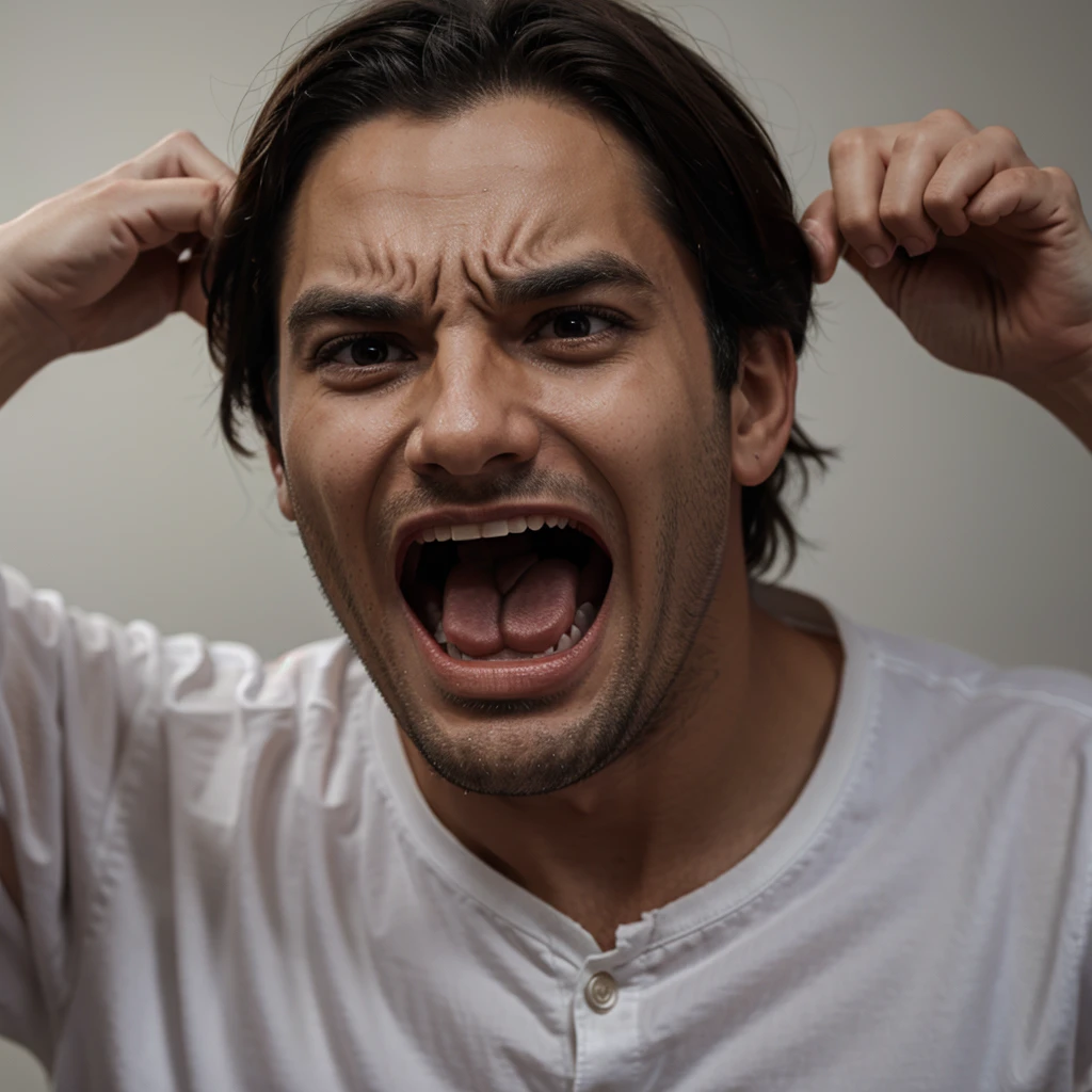Man screams in fear
