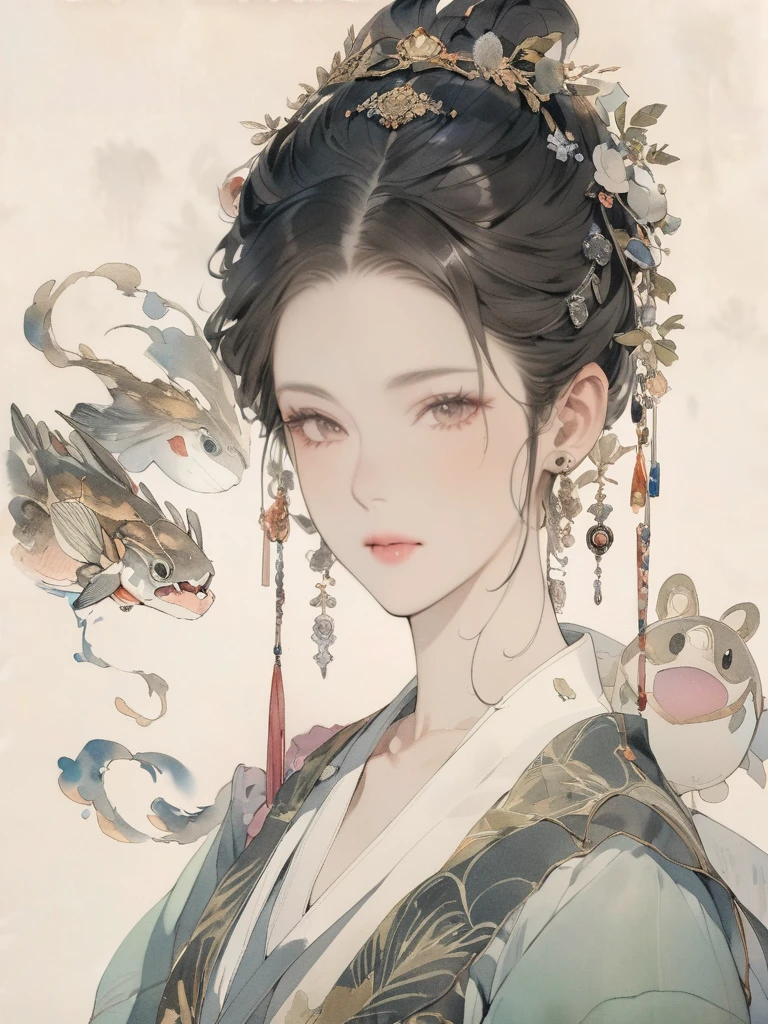 (8K, best quality, masterpiece),1girl, watercolor(medium), {Practical, original photo, Ultra-fine transparent, image, (Influenced by Yoshitaka Amano's style:1.6)}, Practical Light, Delicate skin, (Beautiful slim woman, 25 years old, Court Knight:1.5), Thin legs, Fine particles, Long white hair, Detailed fingers, Thin, sex, ??????? expression, 动感sex感的姿势, (巨大有弹sex的坚挺胸部:1.4), (sex感指挥官的盔甲, Long skirt, Long red cape, boots:1.2),(The armor has a larger chest opening;1.6), Exposing breasts, (Arcadia, Flower Storm, Many flowers:1.8), Unobscured,Beautiful scenery, (Flowers, birds, Wind and Moon, Phoenix:1.5),