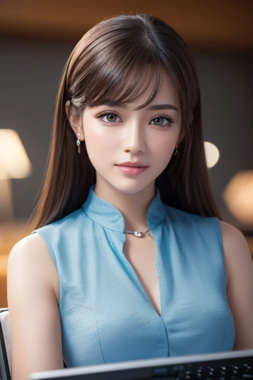 beautiful detailed eyes, beautiful detailed lips, extremely detailed eyes and face, longeyelashes, elegant office lady, professional business attire, office setting, desk, computer, paperwork, (best quality,4k,8k,highres,masterpiece:1.2),ultra-detailed,(realistic,photorealistic,photo-realistic:1.37),HDR,UHD,studio lighting,ultra-fine painting,sharp focus,physically-based rendering,extreme detail description,professional,vivid colors,bokeh,intricate details,highly realistic,photorealistic portrait