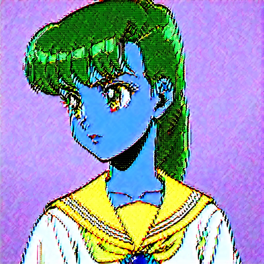 image gear anime style 1990s sailor moon being androgynous genderless person nonbinary mullet haircut