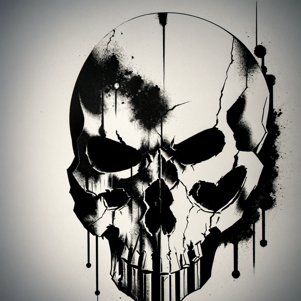 An artistic marvel punisher skull logo