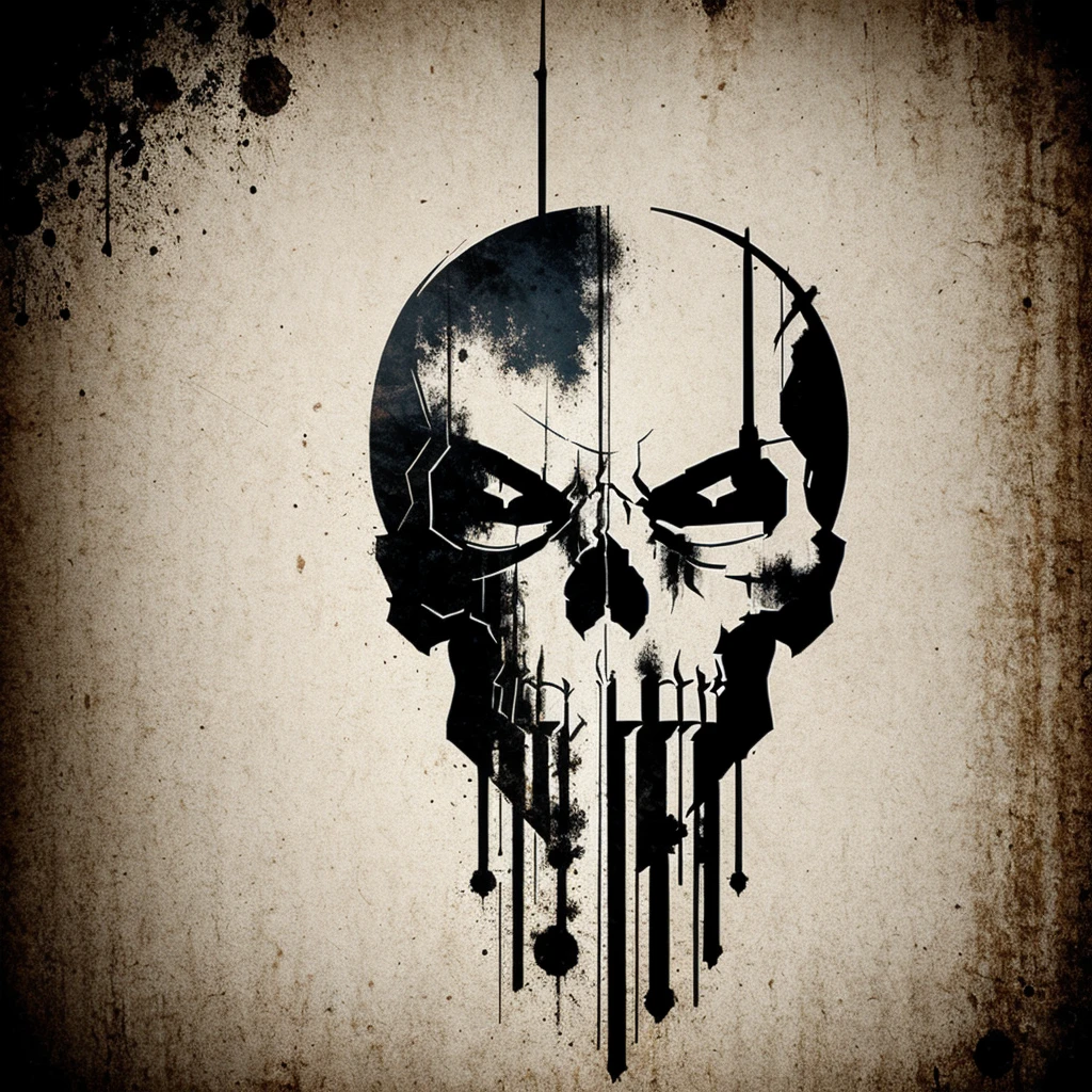 An artistic marvel punisher skull logo