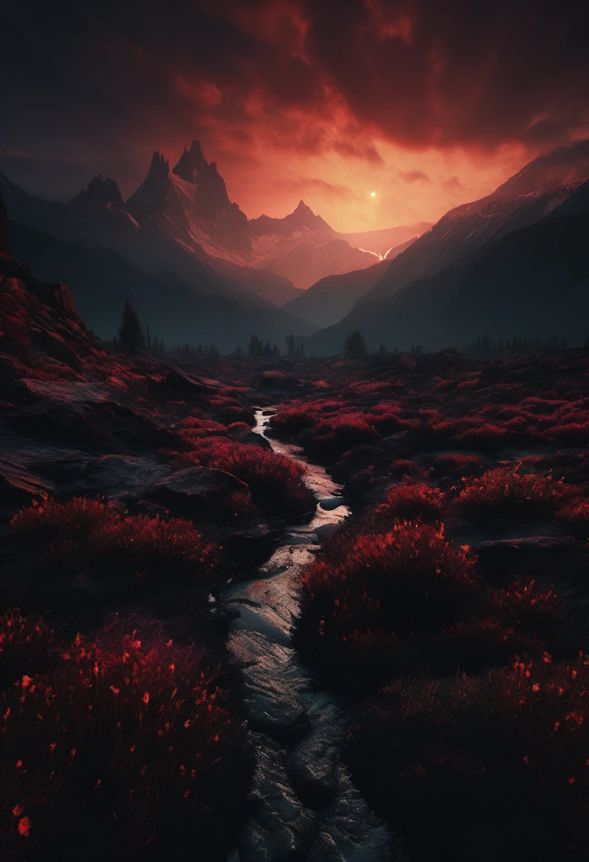 dark aesthetic landscape, 8k, masterpiece,