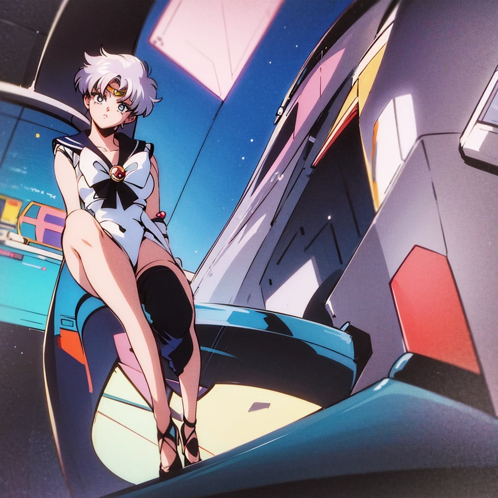 anime style 1990s sailor moon androgynous non-binary genderless person 2d mullet haircut