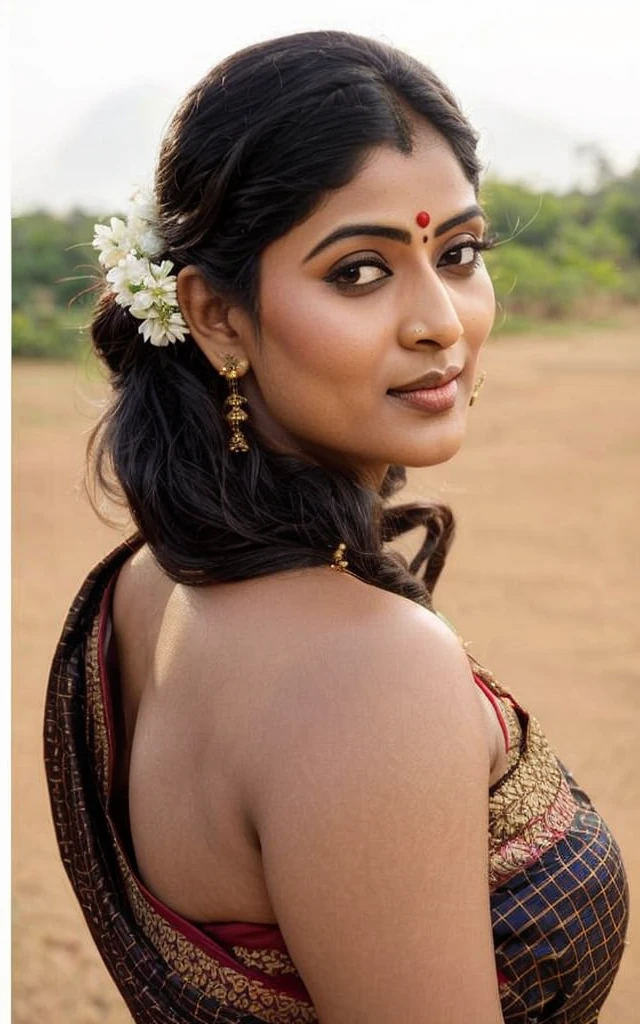 Foto RAW, photorealistic, photography, full body shot, master shot, Saree model, model Photography, Indian saree shoot, village woman, sensual lust, sensual beauty, erotic photoshoot, bengali village woman, bengali housewife, bhabhi, aunty, bong girl, village sari, village girl, village Sari style, vintage Indian Village Style sari draping , retro village wear, village style, no blouse saree, no blouse can be seen, traditional wear advertising photography, traditional wear brand shoot, face of Indian actress Pavitra Lokesh, masterpiece, realistic, realism, photorealism, high contrast, photorealistic Artstation 8k HD digital art trend of high definition and detailed realistic skin texture, ultra detail, realistic skin texture, armature, best quality, ultra high definition, (photorealistic:1.4),, high resolution, detail, raw photo, Re sharp, by Lee Jefferies Nikon D850 Film Stock Photo 4 Kodak Portra 400 Camera F1.6 Lens Rich Color Ultra Real Realistic Realistic Textures Dramatic Lighting Unreal Engine Trending at Art Station Cinestill 800,(pele altamente detalhada: 1.2), 8k UHD, DSLR, soft-lighting, alta qualidade, grain of film, Fujifilm XT3