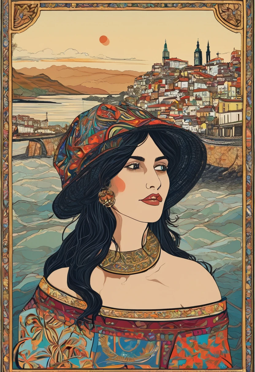 A brunette woman with a Galician eer kissing