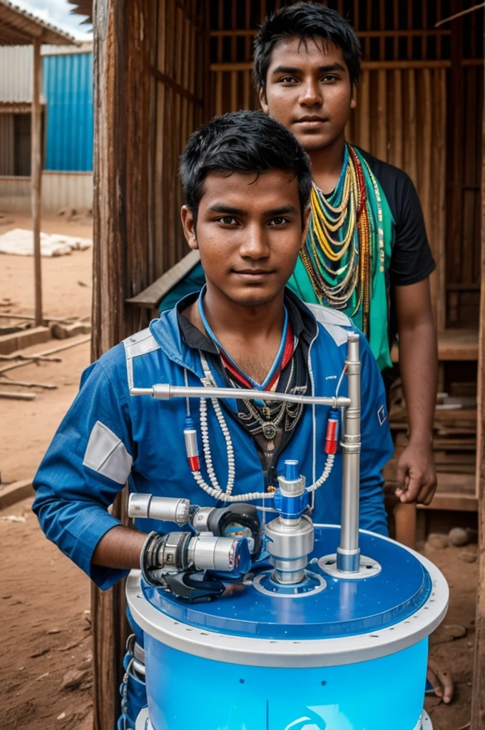 A young indigenous man named Kausai who goes to the city and creates robots to purify water, It is an advanced city