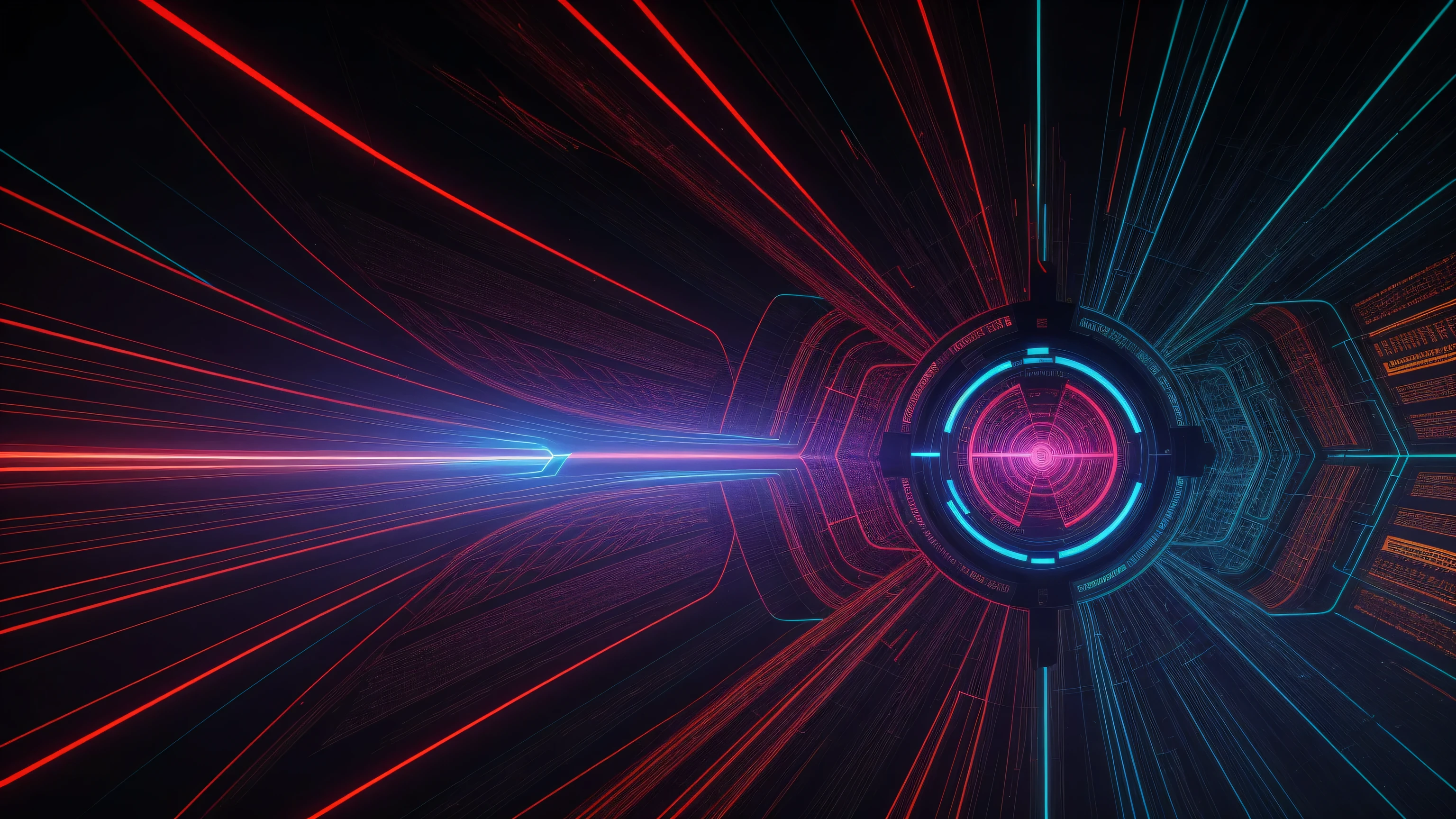 a complex digital network, futuristic technology, intricate circuitry, glowing neon lines, abstract geometric shapes, vibrant colors, cinematic lighting, dramatic shadows, depth of field, photorealistic rendering, 8k, detailed, intricate, masterpiece
