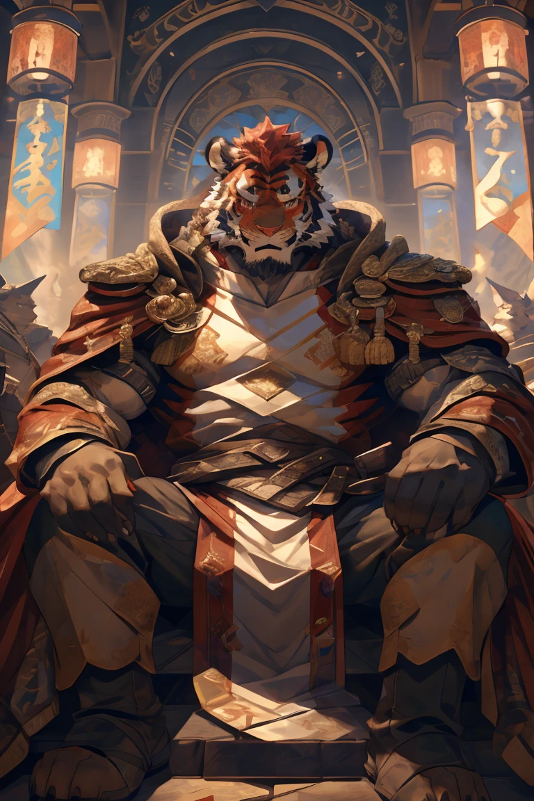 (赤红色tiger),(赤红流火Military commander盔甲),Holding a long sword,Awesome posture,Sitting quietly on the edge of the cliff,(The background is a city with bright lights.:1.2),Abdominal muscles,Heroic飒爽,完美的masterpiece,Various facial details,Close-up view,specific description,masterpiece,cg,(Red eyes),Crimson pattern,Crimson tail,Military commander,Heroic,tiger,Crimson fur,Detailed facial details,Half Body,(赤红Military commander战履),(Long feather),((middle aged)),(Face Focus:1.3),(16K),HD,Red and white abdomen,temple,beard,(Face lines),Heterochromia,(Red battle robe),(Crimson hair),Strong,muscle,(high resolution:1.3),(Sitting on the cliff and looking at the lights of thousands of houses)