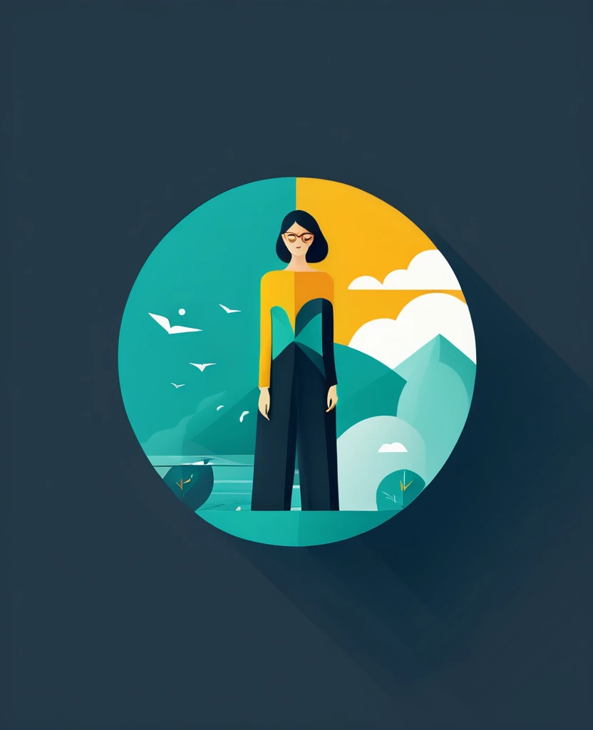 Designer graphic work illustration simple flat design