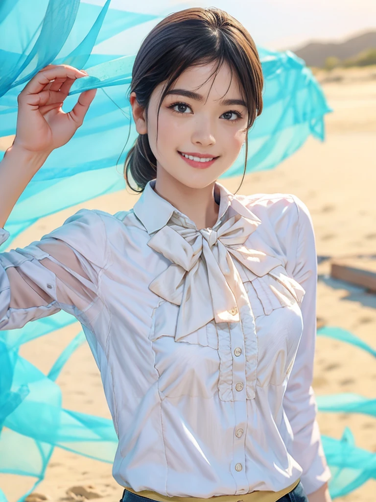 masterpiece, best quality, photorealistic, raw photo, 1girl, medium breast, collared blouse, light smile, detailed skin, pore, simple background