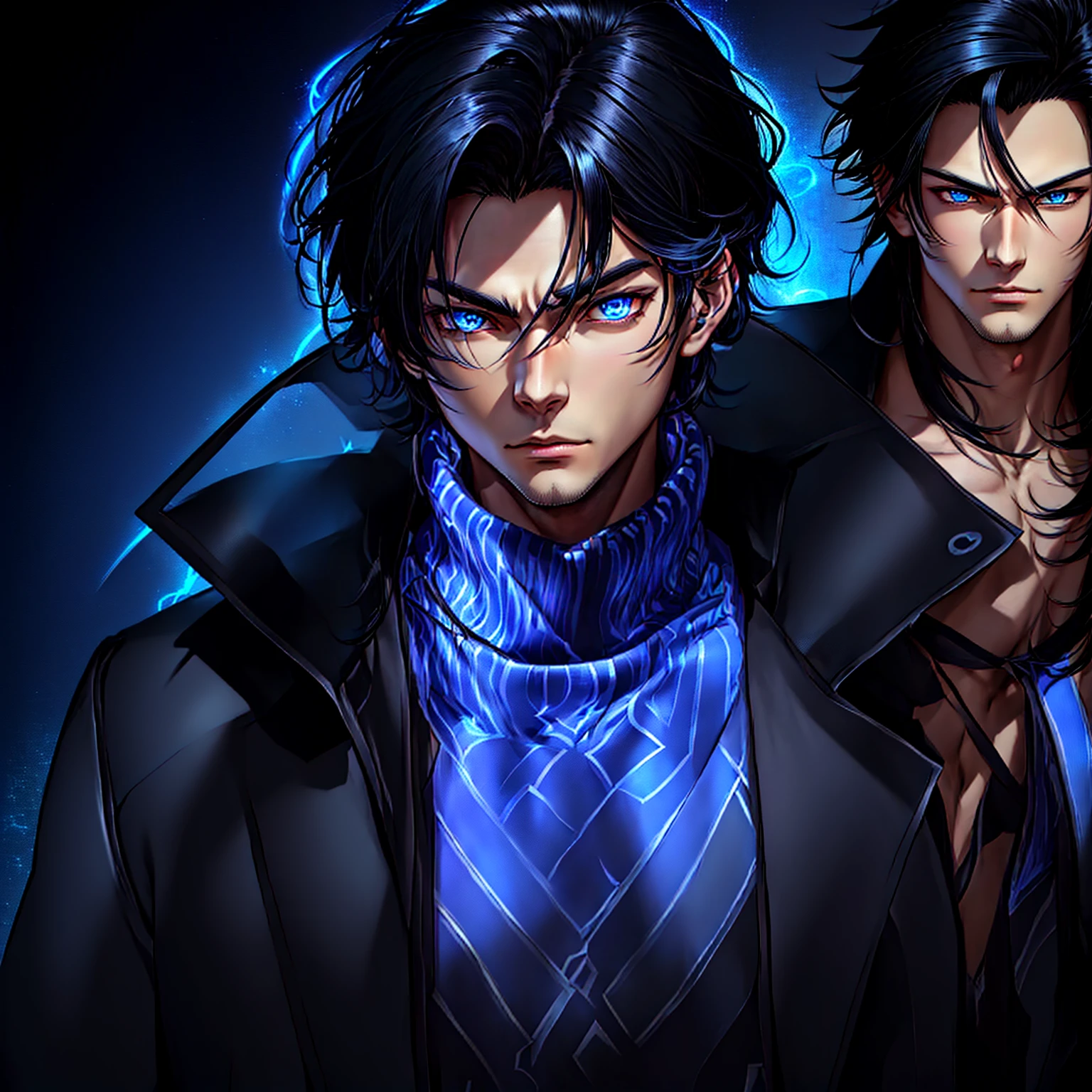 anime - styled image of a man with black hair and blue eyes, anime handsome man, anime portrait of a handsome man, tall anime guy with blue eyes, handsome guy in demon slayer art, male anime character, male anime style, young anime man, cute anime pose, anime character detailed art, anime style character, anime style portrait, anime character portrait