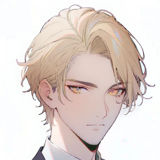 A modern handsome,25-year-old man,blond,brown eyes,short hair,No bangs,Show forehead,middle parted hair,young man,dynamic hair,delicate face,Bright Eyes,jewel eyes, Extremely detailed eyes, Handsome,handsome,White skin,Single photo,Upper body photo from thighs up,handsome,handsome face,masterpiece,high-definition,Masterpiece,sense of fragmentation,A beautiful man,exquisite eyes,Delicately sculpted hair,Rich in details,standing in front of a white background,handsome,juvenile,blond,short hair,handsome face,Handsome,handsome,Super handsome,White skin,fair complexion,handsome,handsome face,Beautiful face,indifferent expression,reflective hair,Shiny hair,Modern urban handsome,trend,Handsome,front,gentle,Look straight ahead,eye level,High cold temperament,blond,cold face,indifferent,cold,Do not laugh,Shut up,Poker face