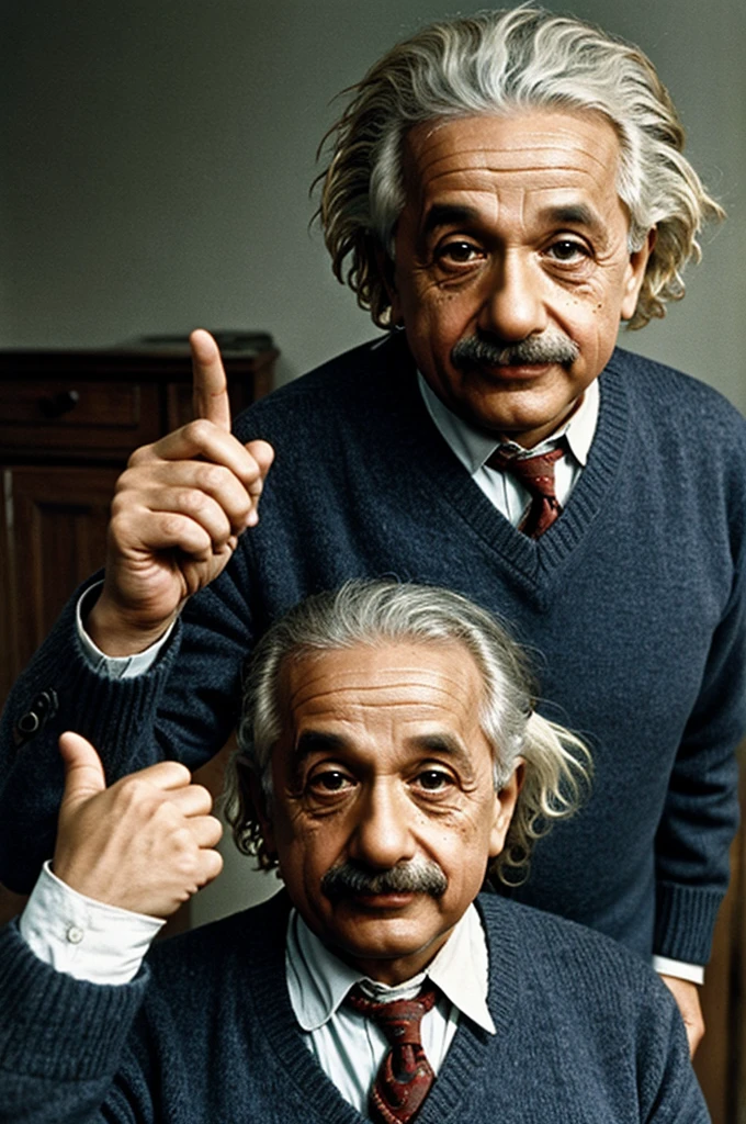 Albert Einstein surprised, scared