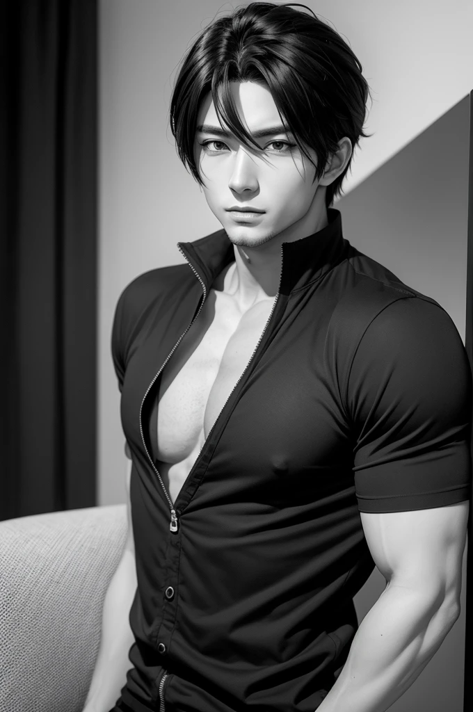 Male authorial manga character, black andwhite