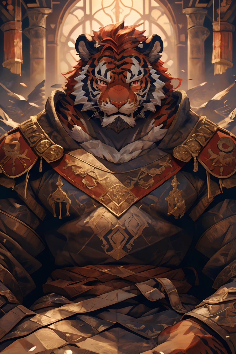 (赤红色tiger),(赤红流火Military commander战袍),(Holding a long sword),Awesome posture,Sitting quietly on the edge of the cliff,(The background is a city with bright lights.:1.2),Abdominal muscles,完美的masterpiece,Various facial details,Close-up view,specific description,masterpiece,cg,(Red eyes),Crimson pattern,Crimson tail,Military commander,Heroic,tiger,Crimson fur,Detailed facial details,),(Half Body),(Long feather),((middle aged)),(Face Focus:1.3),(16K),HD,Red and white abdomen,temple,beard,(Face lines),Heterochromia,(Red battle robe),(Crimson hair),Strong,muscle,(high resolution:1.3),