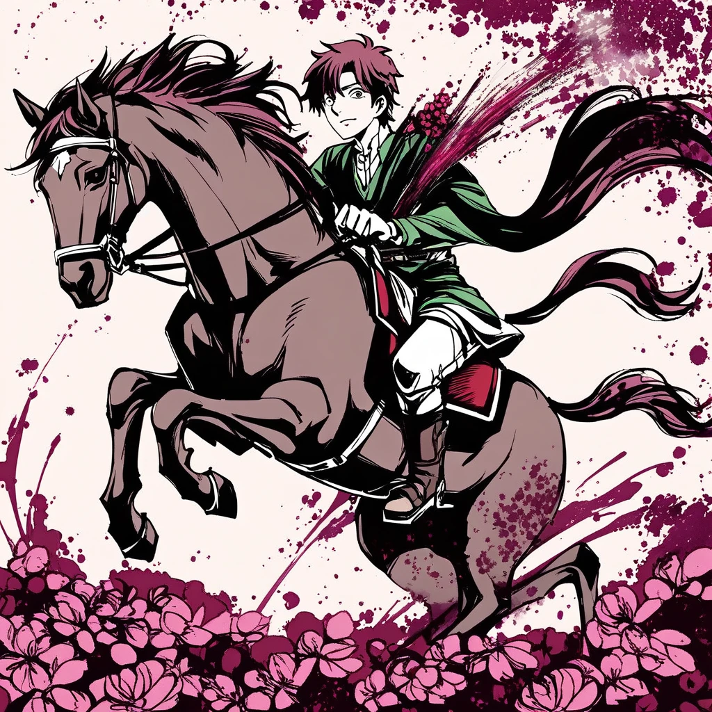 Ink Painting，At that time, I was young and spent my youth，Flowery horses step on the hooves and the wine splashes