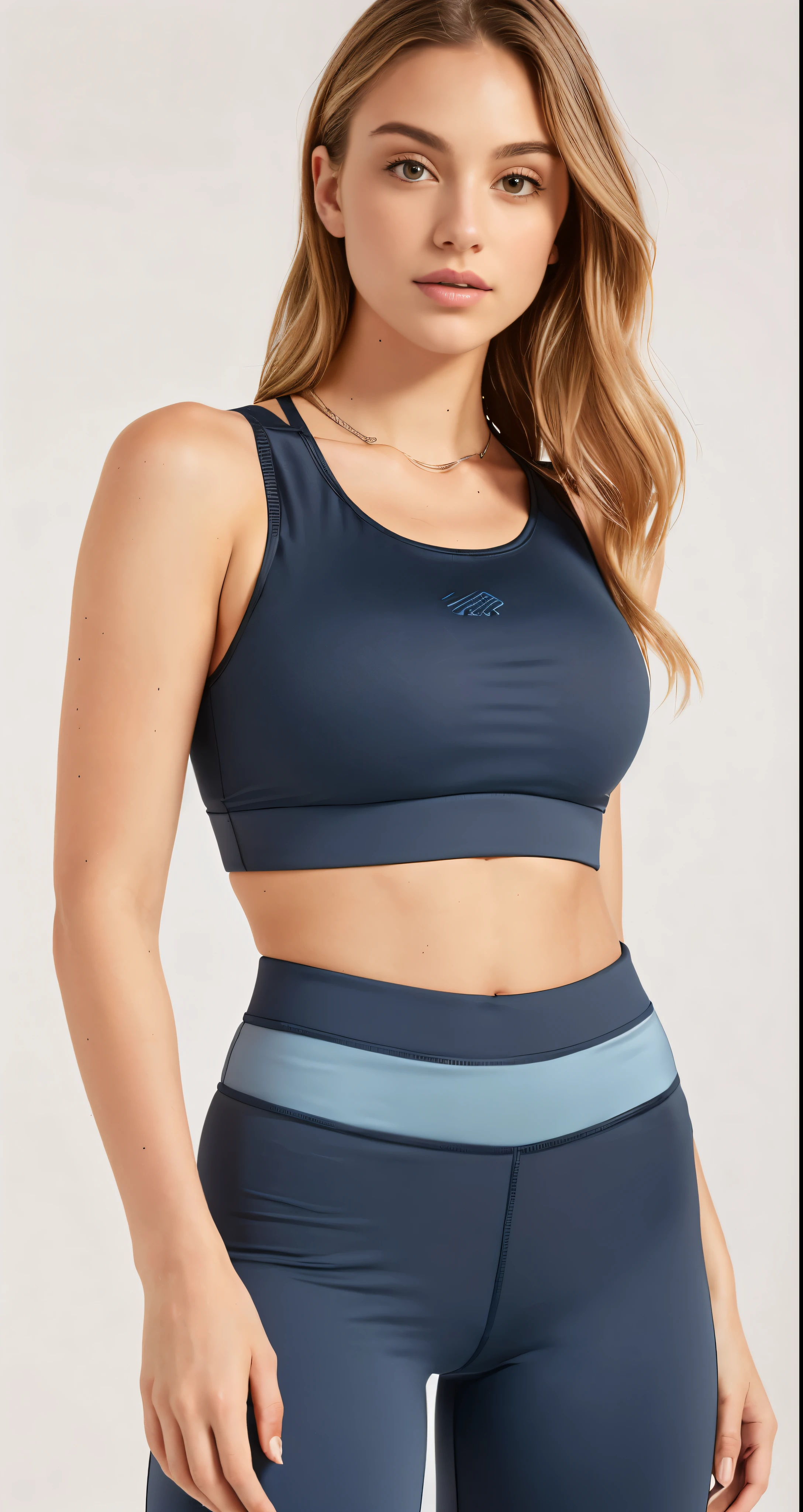 a woman in a black esportes bem top and grey leggings, sport bra, esportes bem, corte superior, detailed esportes bem, sports bra and shirt, sports bra and shorts, halter top, corte superior, forma tonificada, Bralette, halter top, two piece workout clothes, training bra, sports bra and dark blue shorts, ajustar, cintura - tiro, cinza escuro