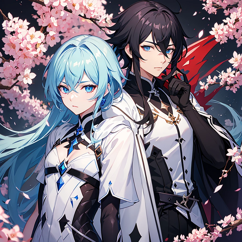 Honkai impact male black hair and blue eyes and swords