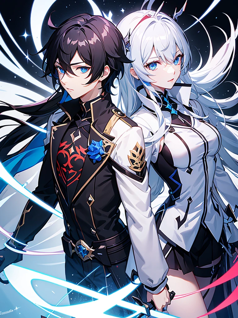 (hetero couple:2), (cityscape:1.5), (NSFW, topless bare small middle boobies, uncensored bare pussy:1.6), (Face of love, I'm so happy:1.5), (cyborg girl:1.5), low teen, dynamic angle, stylish free pose, (headphone, mechanical fuselage, mechanical clothing), looking at the viewer, (hime cut, long hair:1.5), (blue mini skirt:1.5), plastic corset, Beautiful light effect, glowing skin, (removable long sleeves, very wide sleeve:1.5), (caution decal, corporate logotype:1.2), (small open mouth:1),