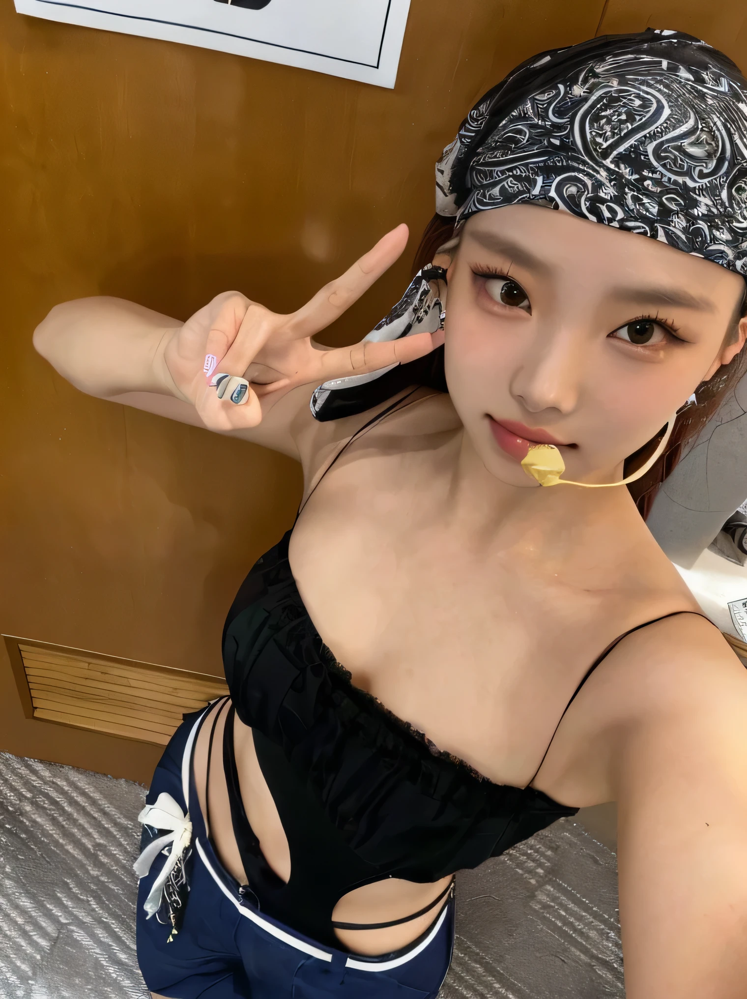 there is a woman with a scarf on her head, Nayeon from twice, lalisa manobal, Yoshitomo Nara, tzuyu of two times, chiho, Lalisa Manoban of Blackpink, roseanne park by blackpink, motto hole, heonhwa choe, Jennie the Blackpink