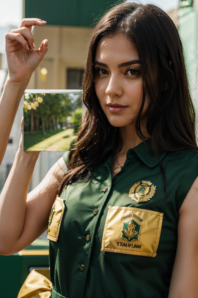 Make a green and gold badge design