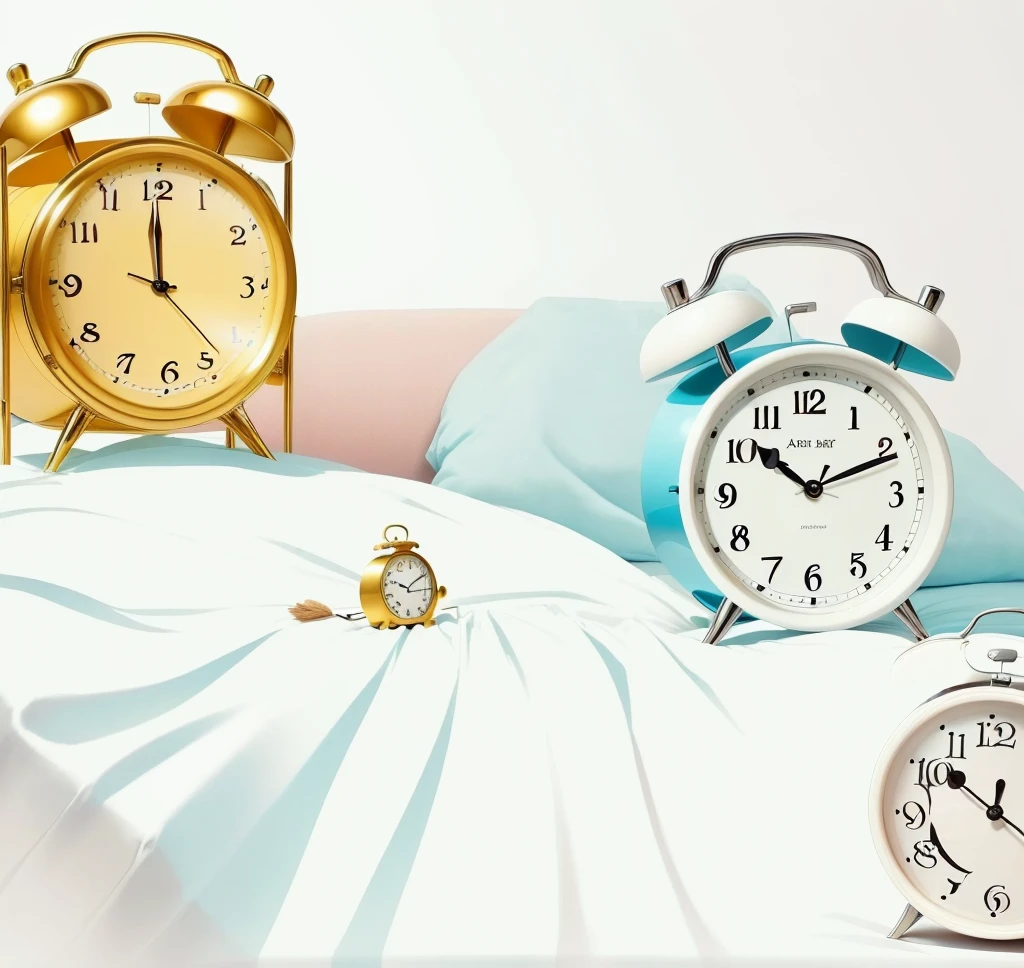 cartoon of a bed with a clock and a cartoon of a person sleeping in it, 🪔 🎨;🌞🌄, 😃😀😄☺🙃😉😗, wake up, morning mood, waking up, hahaha!', morning time, in the morning, it is afternoon, aww, late morning, bed is not made, early morning, 8k))