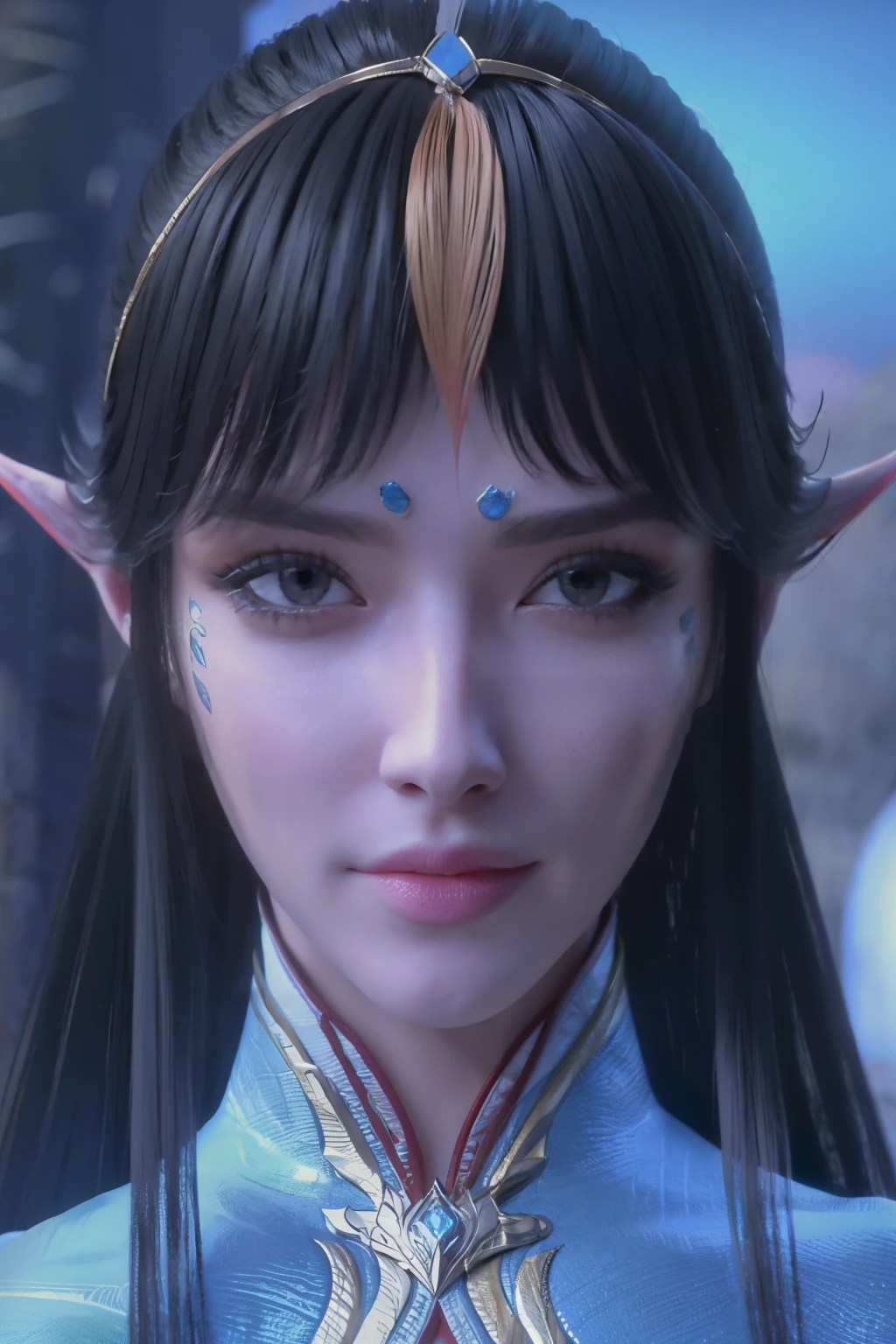 beautiful, face, pointed ears 