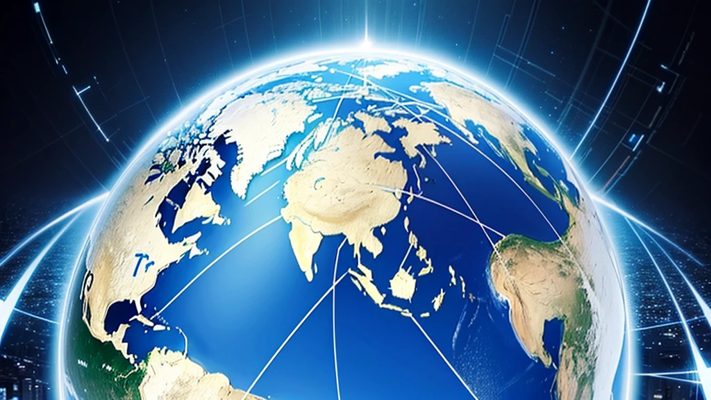 Digital world globe, concept of global network and connectivity on Earth, high speed data transfer and cyber technology, information exchange and international telecommunications abstract background